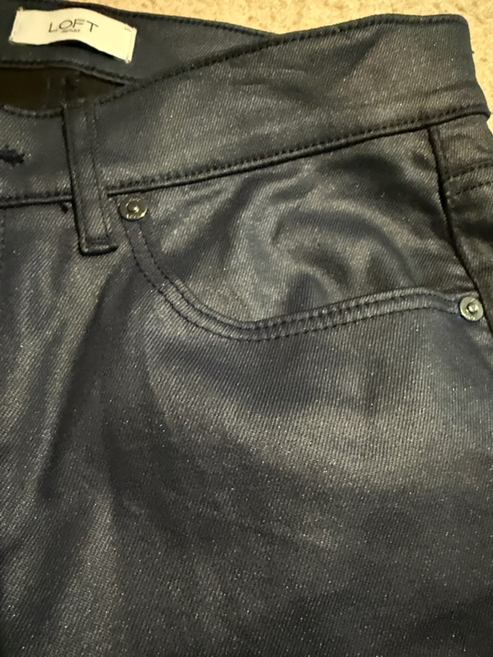 LOFT Navy Coated Skinny Jeans - Picture 5 of 9